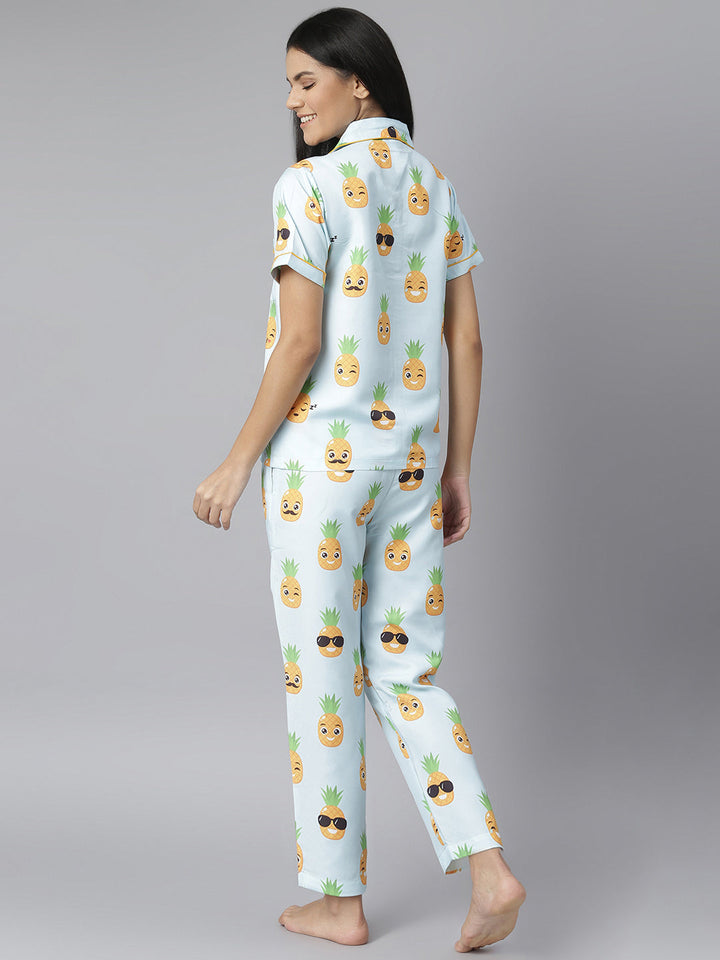 Funny Pineapple Digital Print Night Suit Set