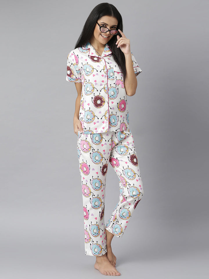 Doughnut Digital Printed Night Suit Set