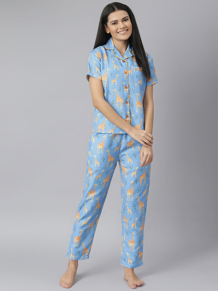 Summer Giraffe Digital Printed Night Suit Set