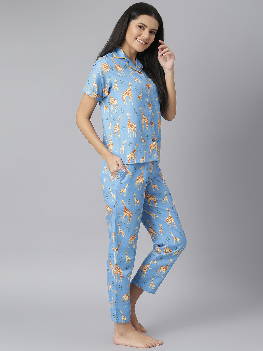 Summer Giraffe Digital Printed Night Suit Set