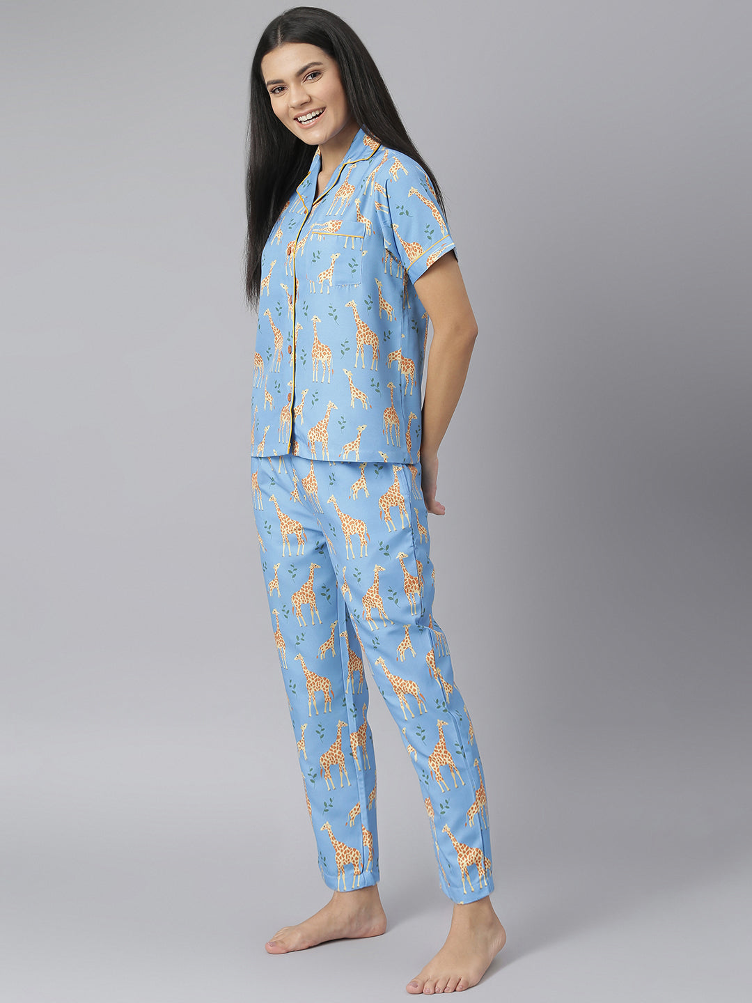 Summer Giraffe Digital Printed Night Suit Set