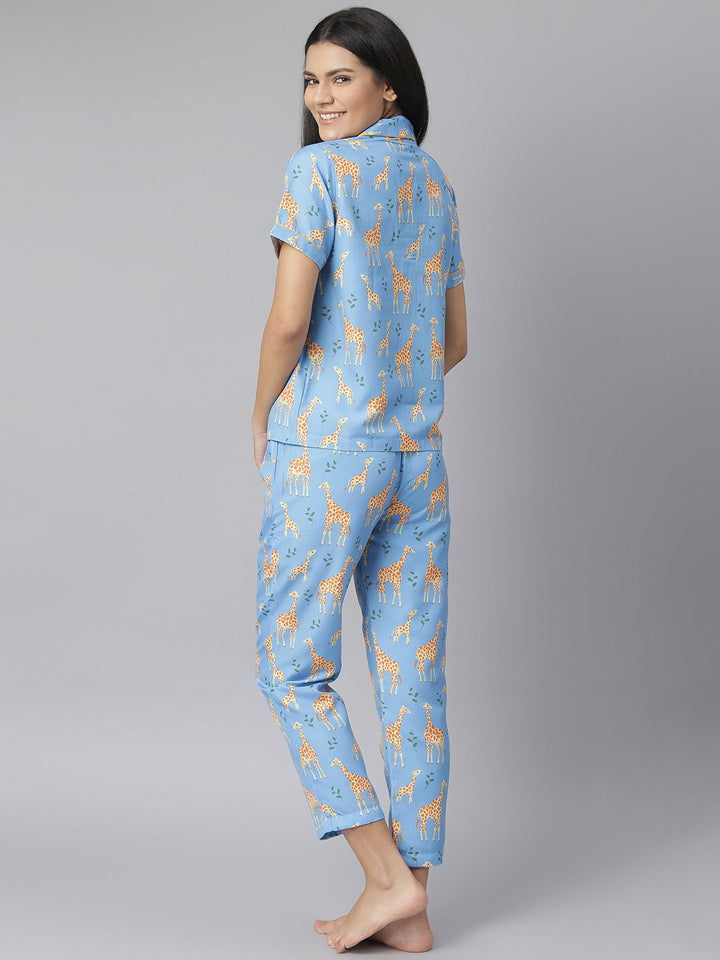 Summer Giraffe Digital Printed Night Suit Set