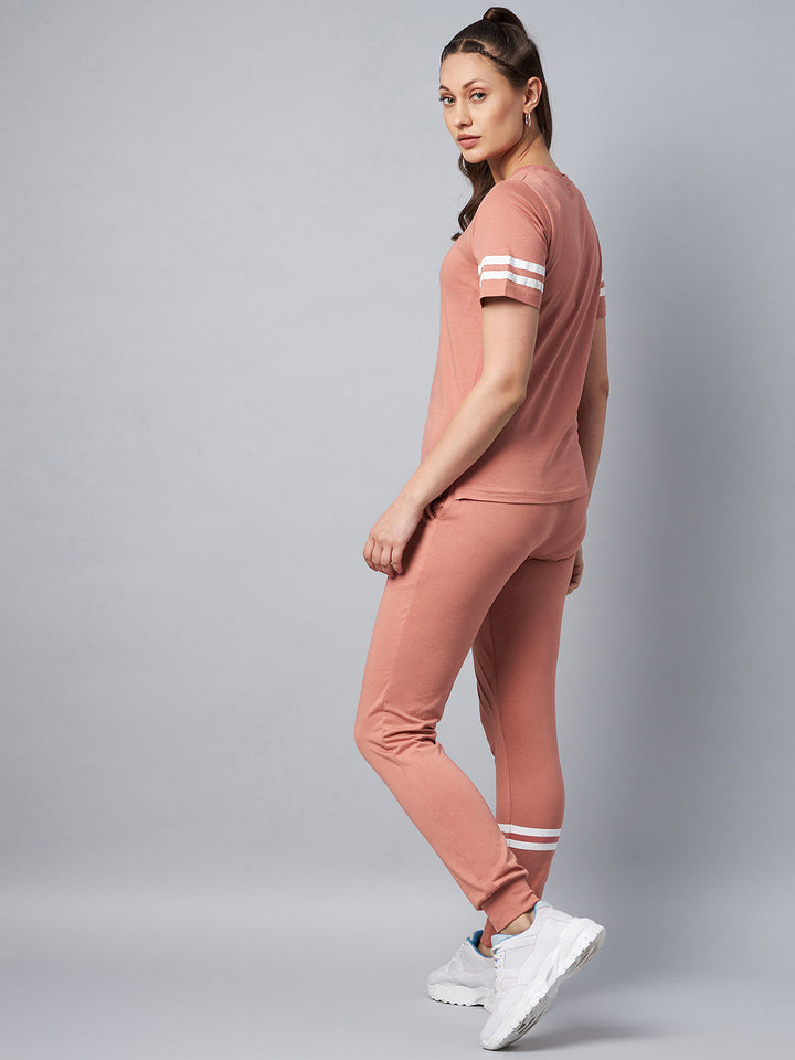 Pink Striped Cotton Tracksuit Set