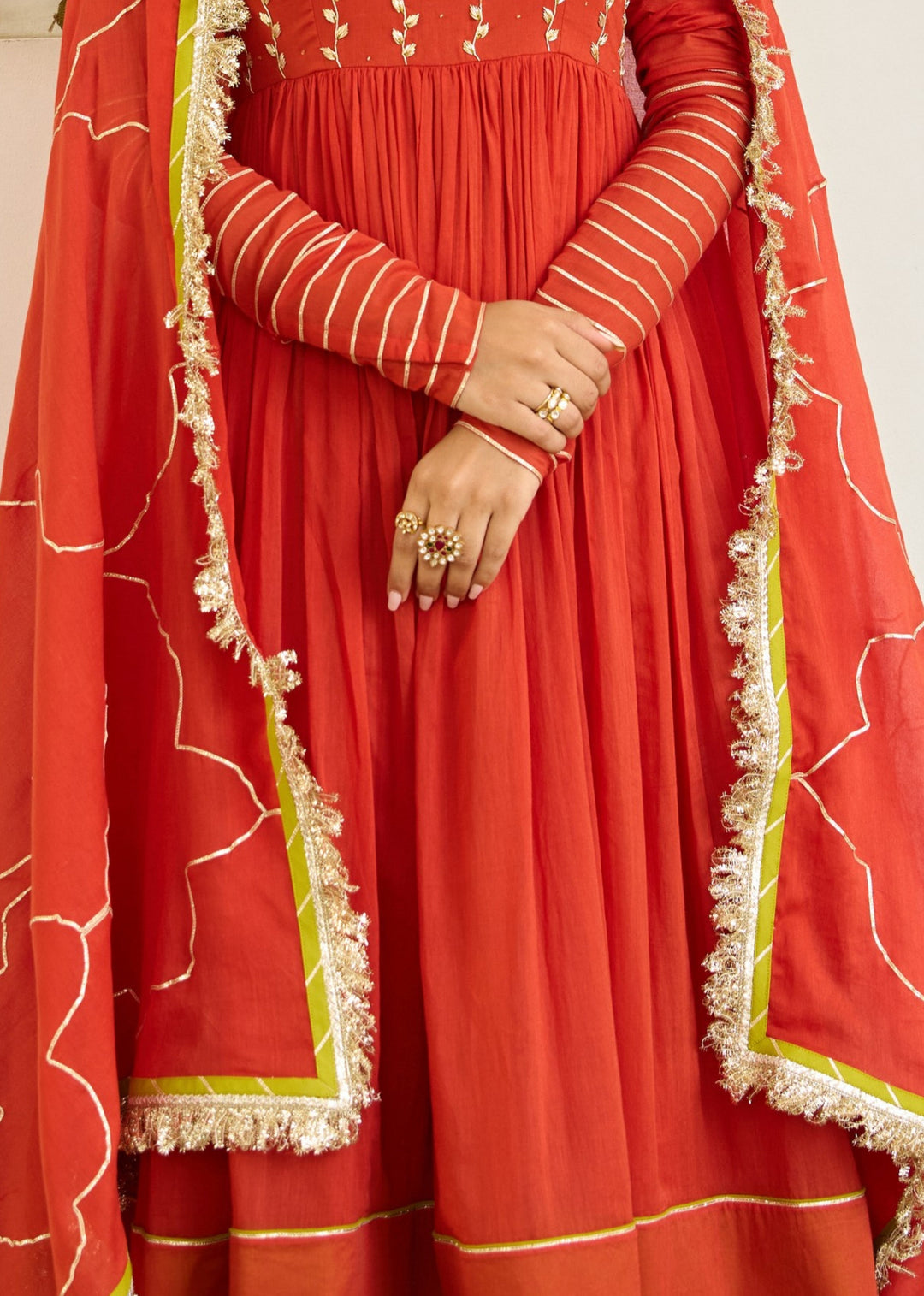 Kesar-Orange-Mulmul-Round-Neck-Anarkali-Suit-Set
