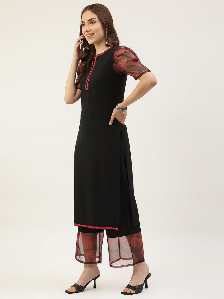 Black-Crepe-Straight-3-Piece-Kurta-Set