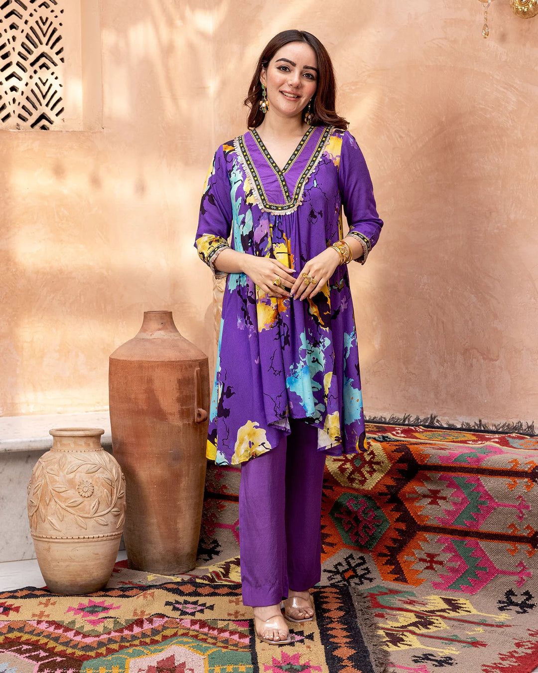 Purple-Rayon-Blossom-2-Piece-Kurta-Set