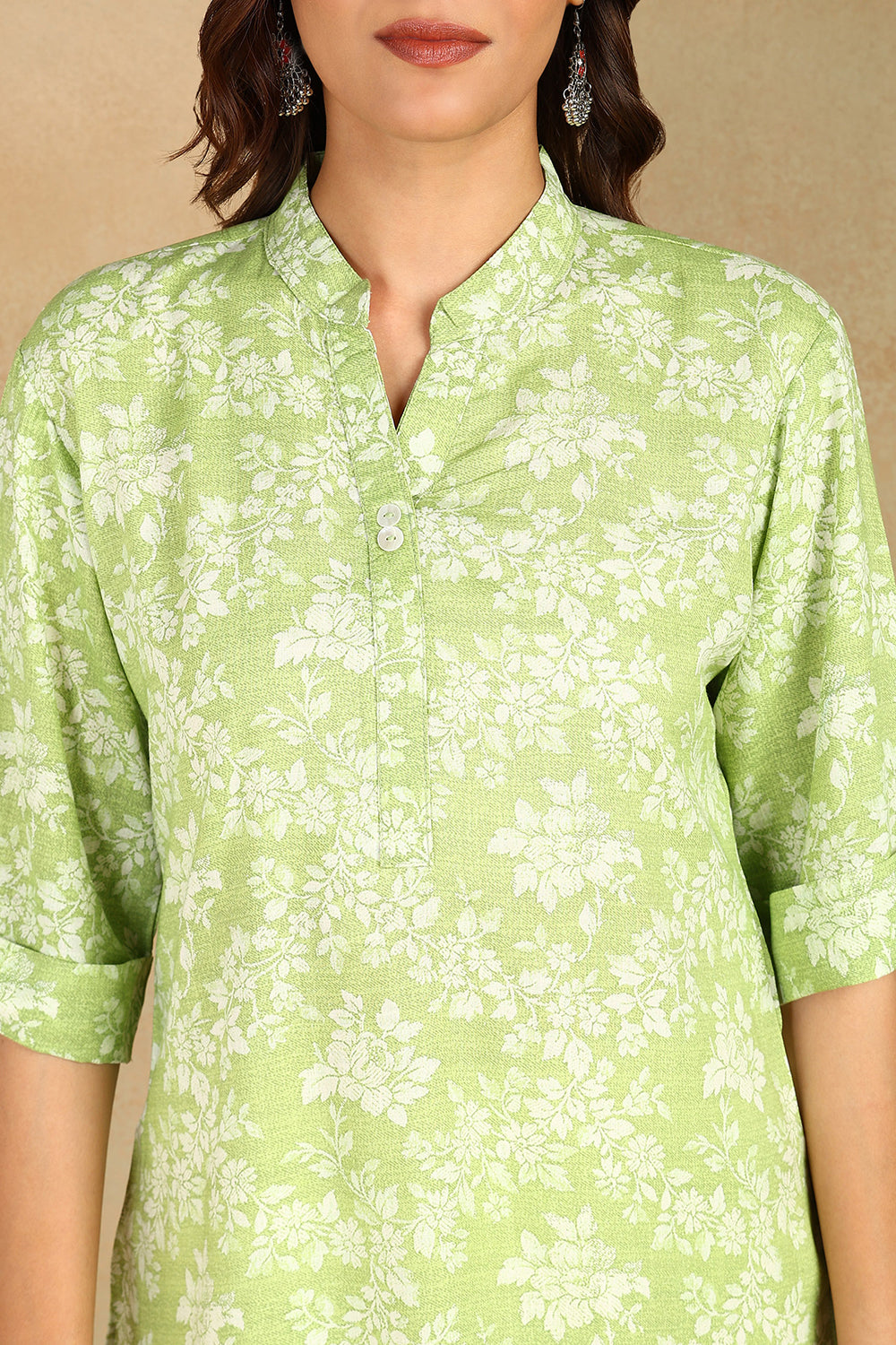 Fluorescent-Green-Modal-Straight-Tunic