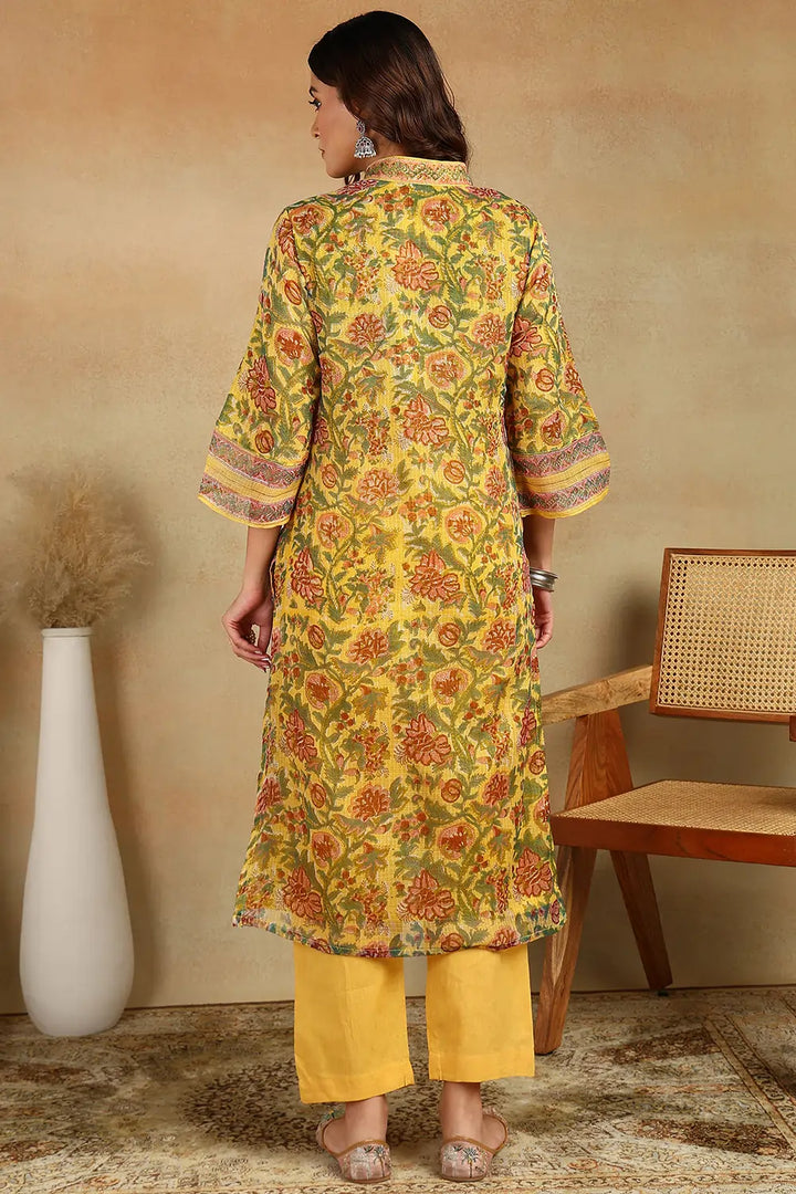 Yellow-Kota-Doria-Hand-Block-Printed-Kurta