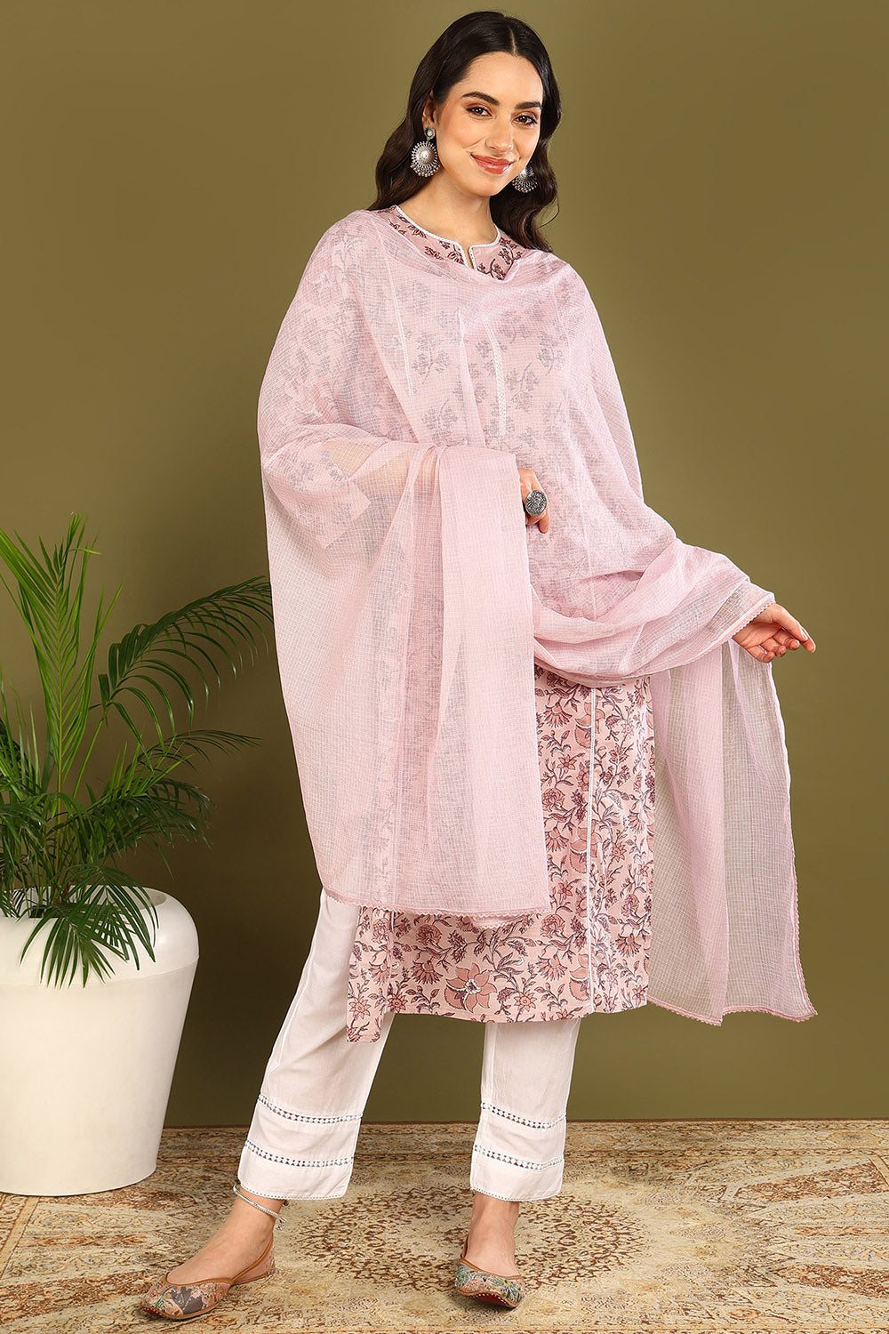 Mauve-Cotton-Sanganeri-Straight-Kurta