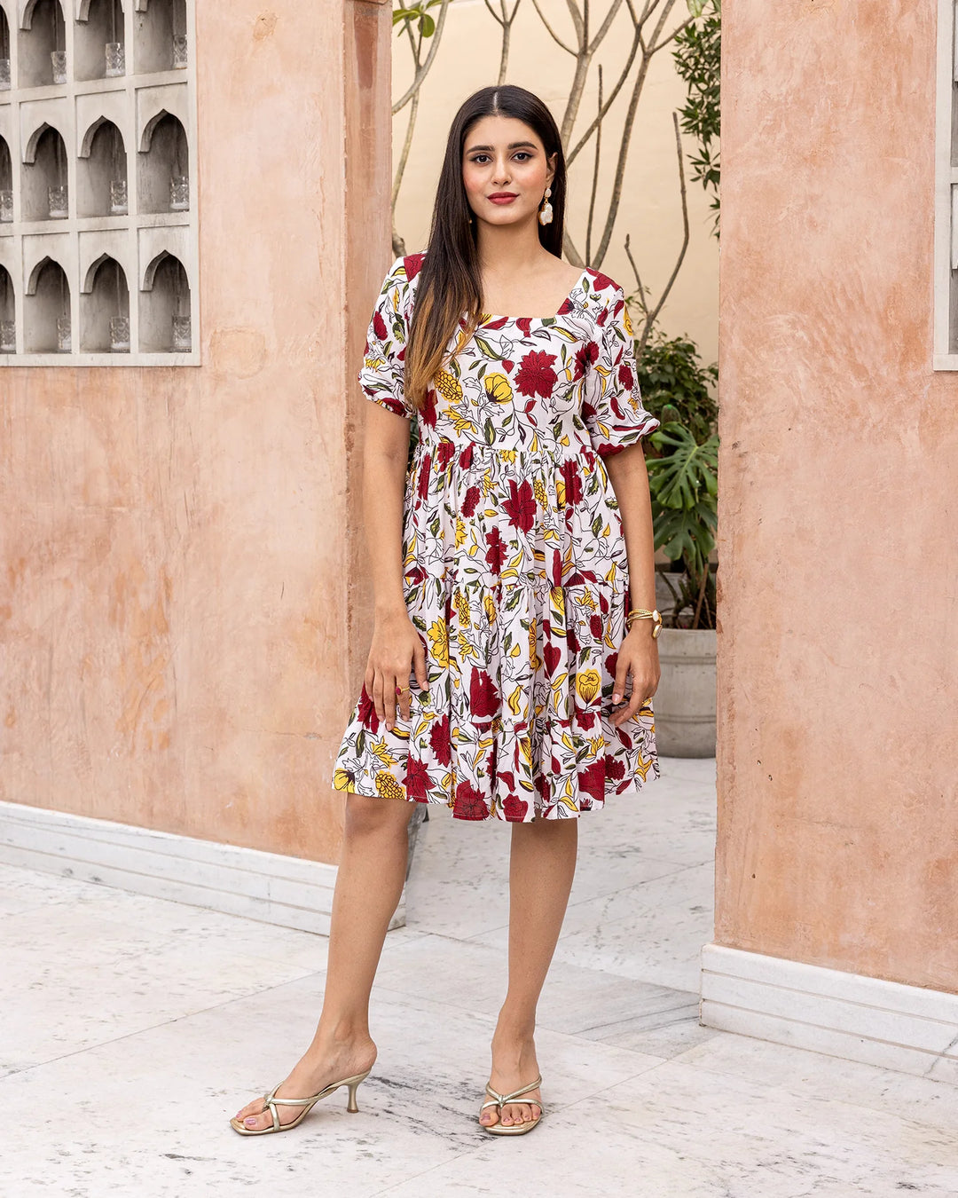 Off-White-Rayon-Animated-Floral-Midi-Dress