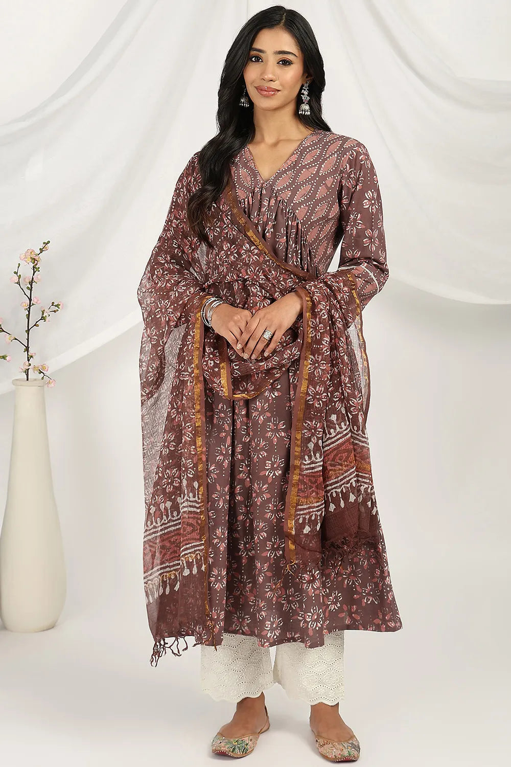 Wine-Kota-Doria-Dupatta-Only