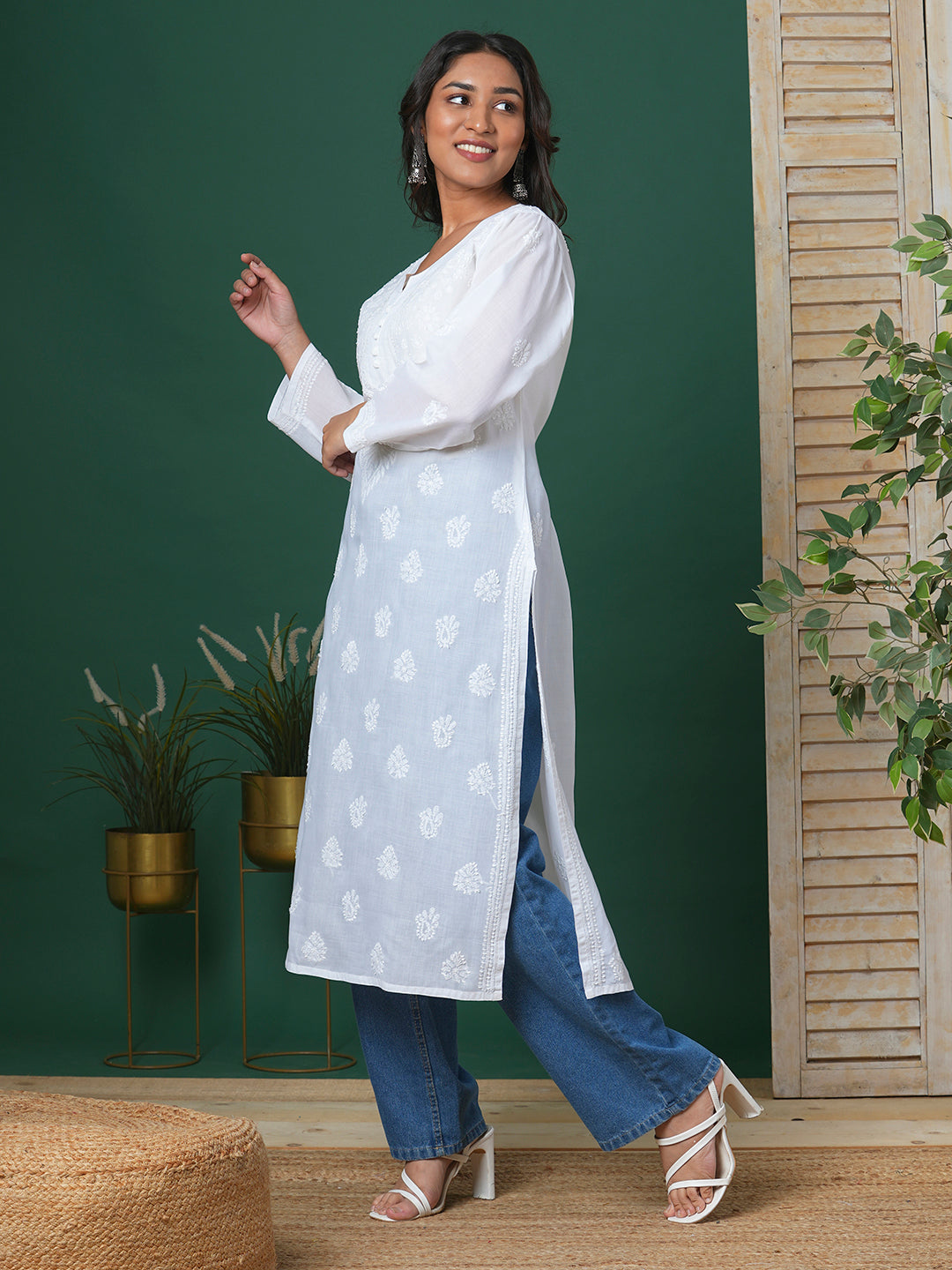 White Lucknowi Chikan Kurta Only