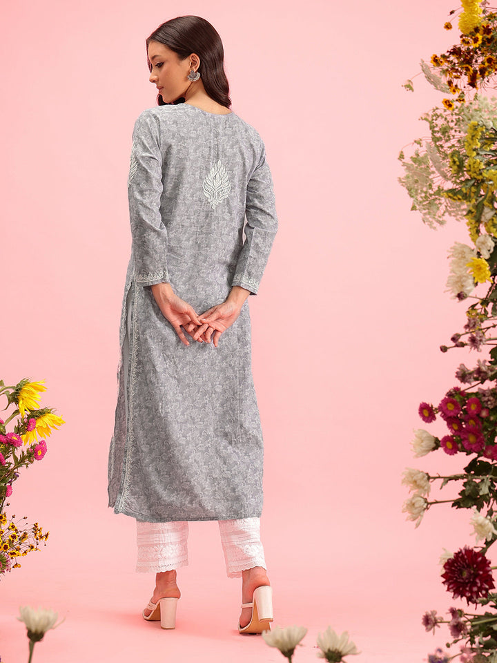 Grey-Cotton-Lucknow-Chikankari-Kurta