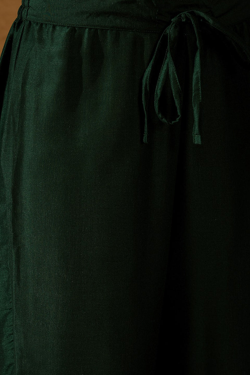 Green Silk Blend Embroidered Anarkali Suit Set