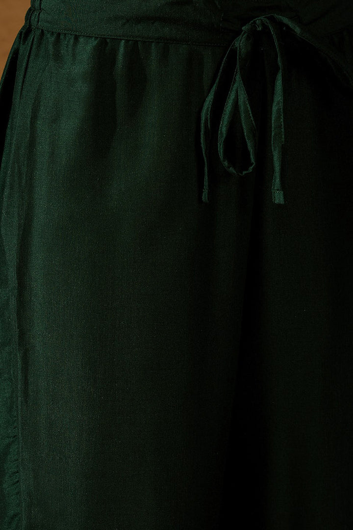 Green Silk Blend Embroidered Anarkali Suit Set