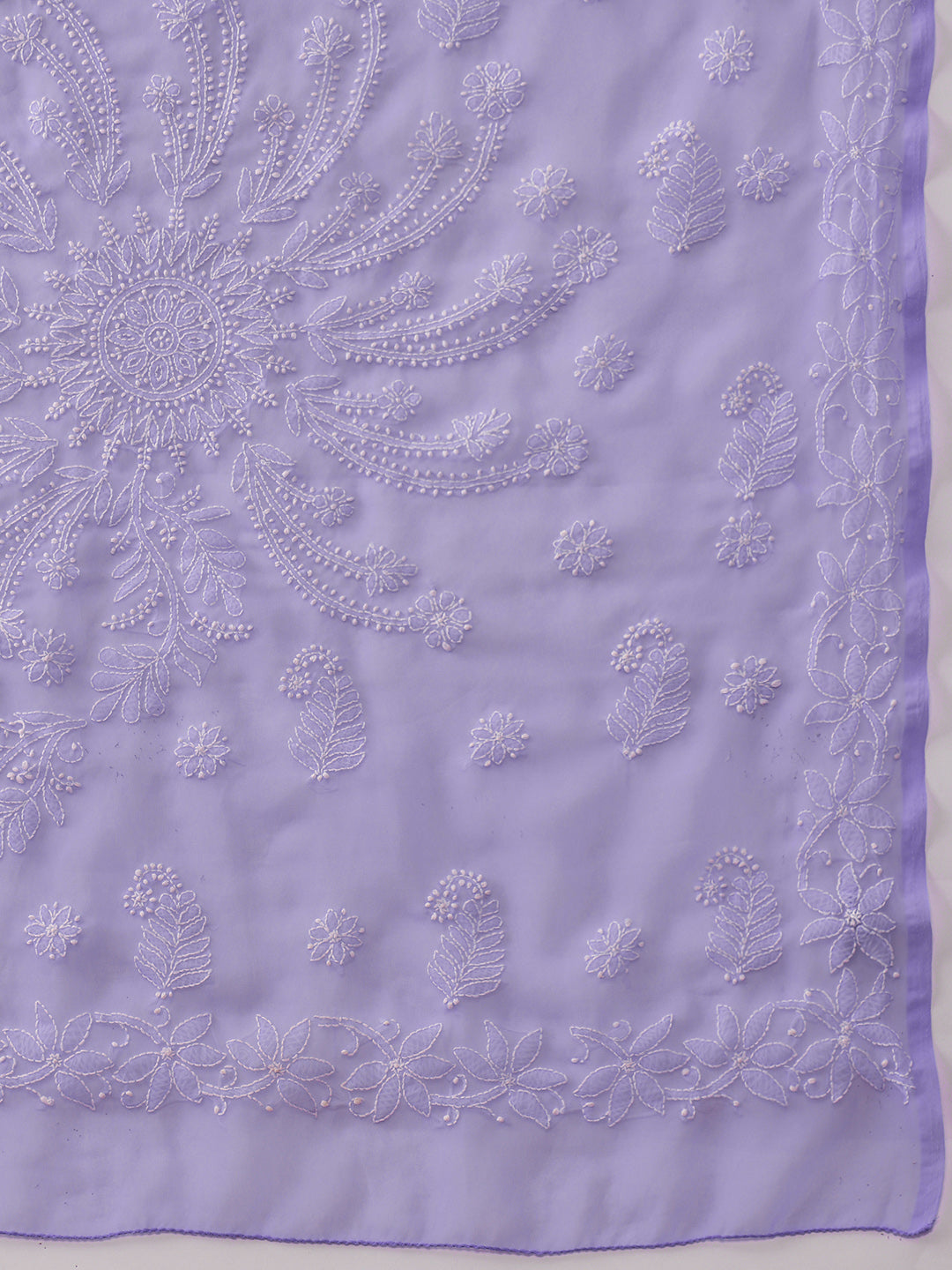 Mauve Poly Georgette Embroidered Chikankari Saree