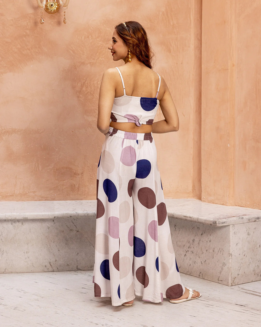 Off-White-Rayon-Polka-Print-Co-Ord-Set