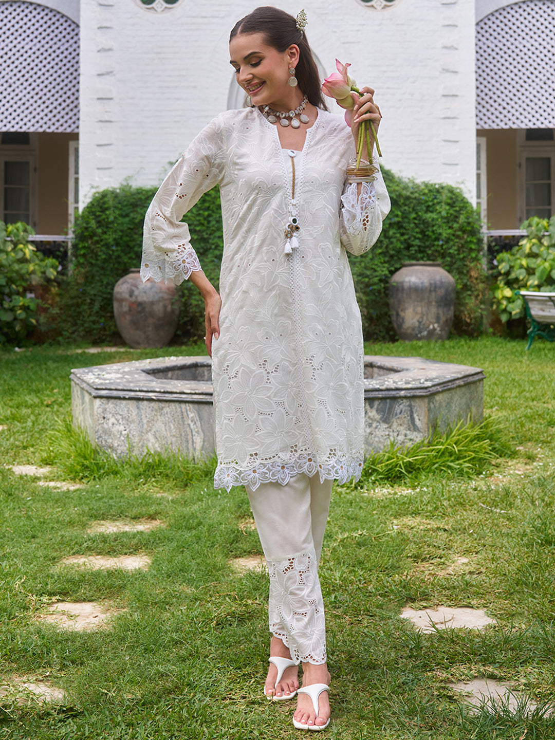 Cream-Cotton-Floral-Schiffli-2-Piece-Kurta-Set