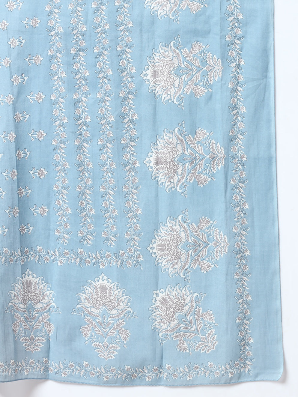Blue Floral Printed Cotton Kurta Dupatta Set