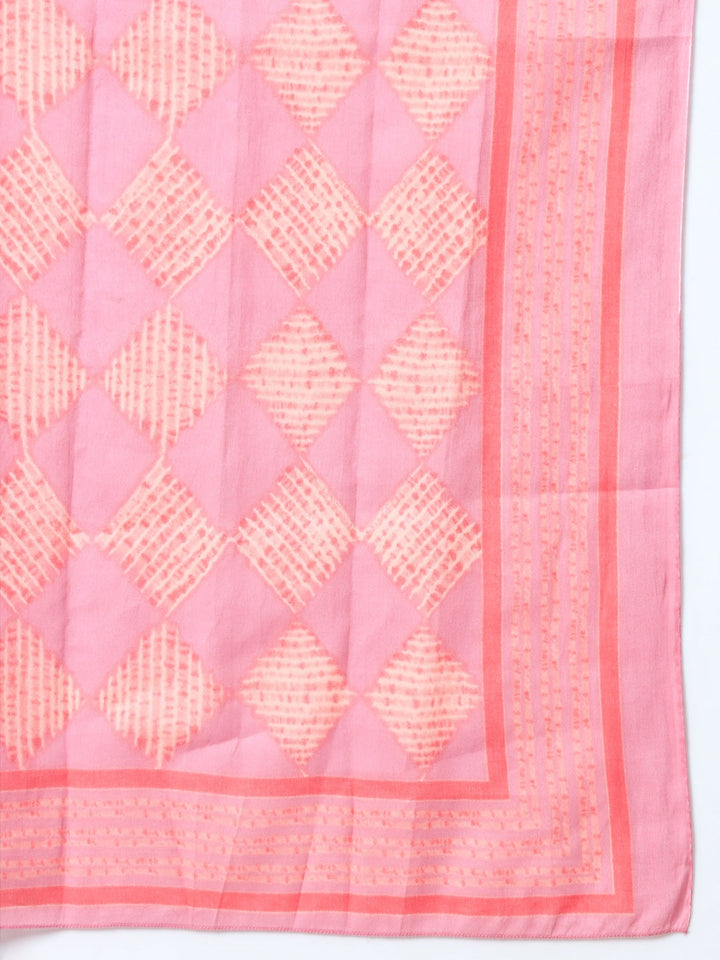 Pink Ethnic Motifs Cotton Kurta Dupatta Set