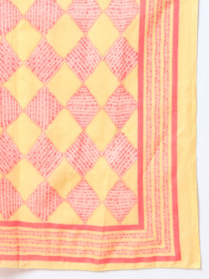 Yellow Ethnic Motifs Cotton Kurta Dupatta Set
