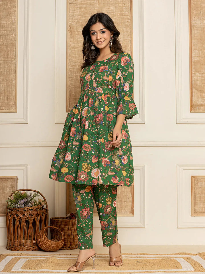 Green-Cotton-Floral-Printed-Maternity-2-Piece-Kurta-Set