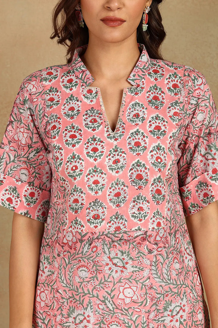 Crimson-Cotto-Hand-Block-Printed-Sanganeri-Straight-Kurta