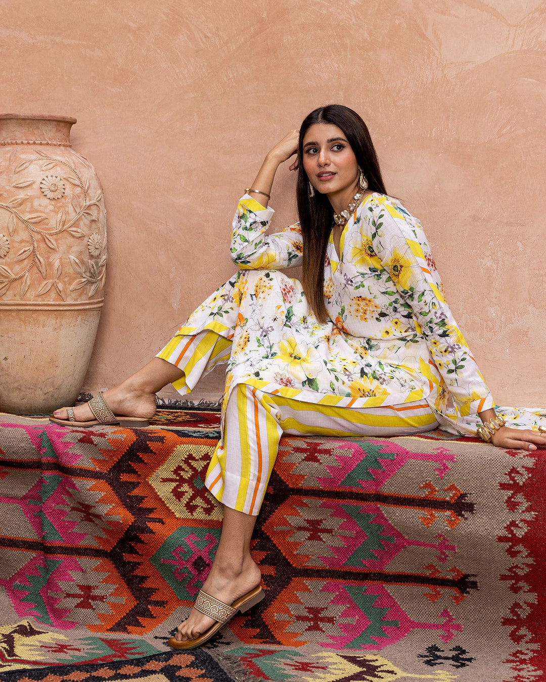 Yellow-Rayon-Blossom-Straight-2-Piece-Kurta-Set