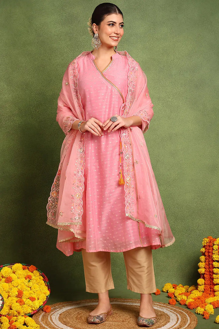 Pink-Chanderi-Silk-Khari-Printed-Angrakha-Kurta