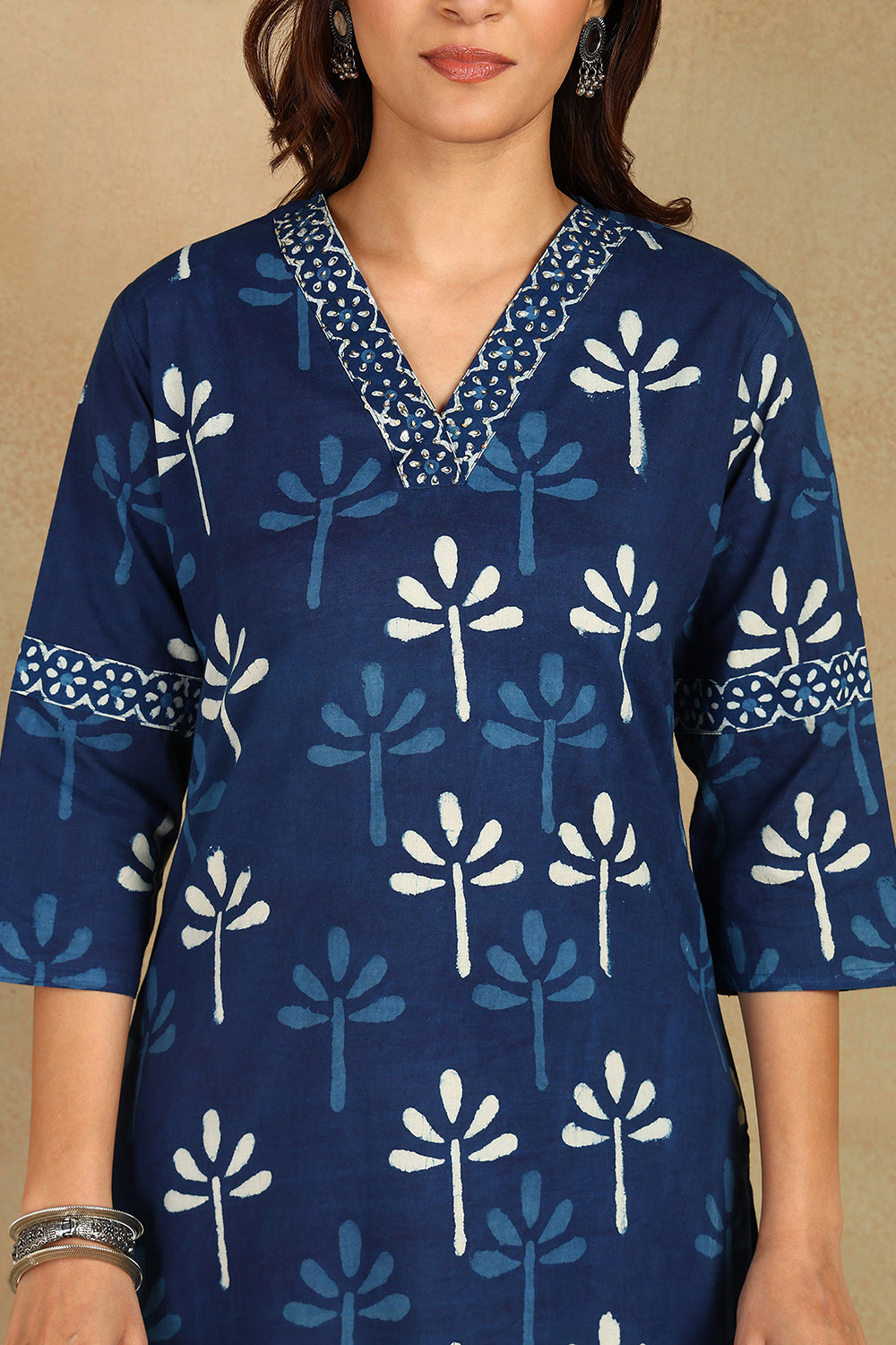 Indigo-Blue-Cotton-Printed-Straight-Kurta