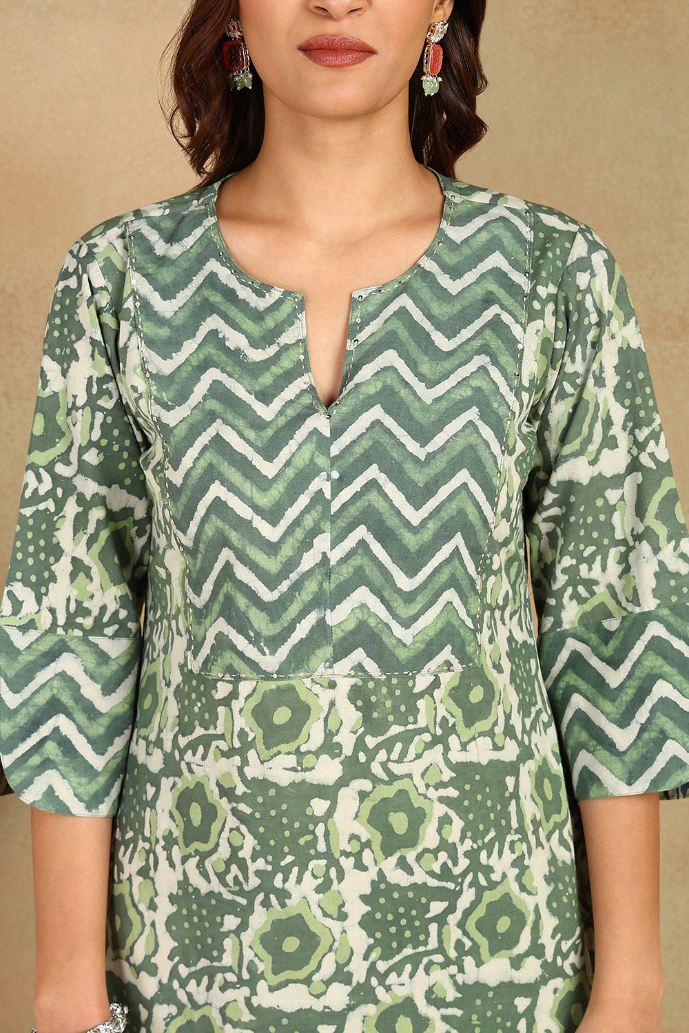 Bottle-Green-Cotton-Hand-Block-Bagru-Printed-Co-ord-Set