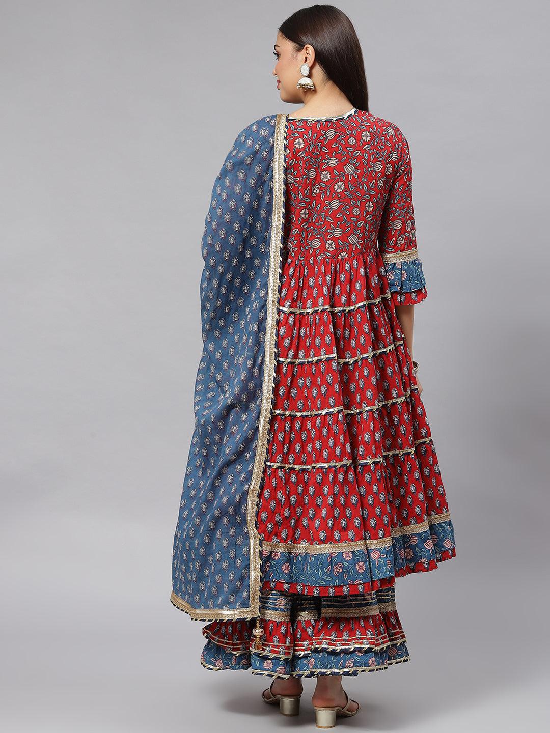 Maroon-Pure-Cotton-3-Piece-Anarkali-Set