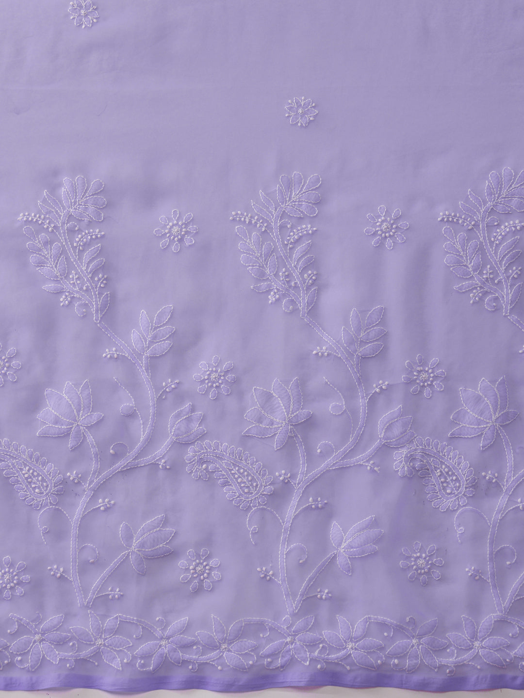 Mauve Poly Georgette Embroidered Chikankari Saree