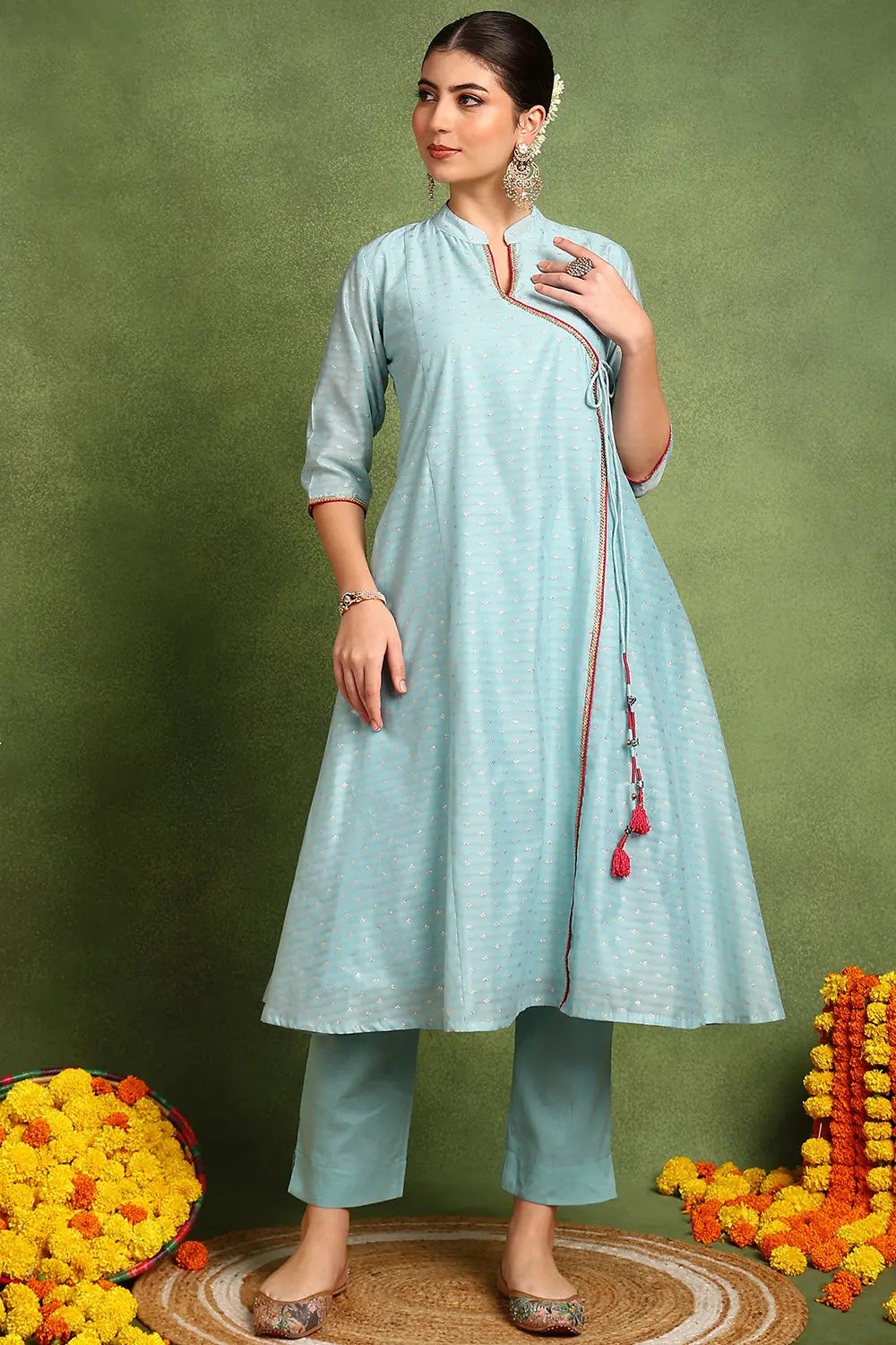 Blue-Chanderi-Silk-Khari-Printed-Angrakha-Kurta