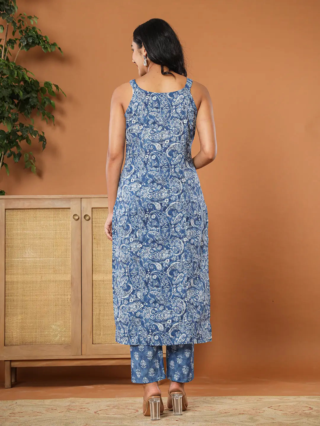 Blue-Cotton-Floral-Printed-Strappy-3-Piece-Kurta-Set