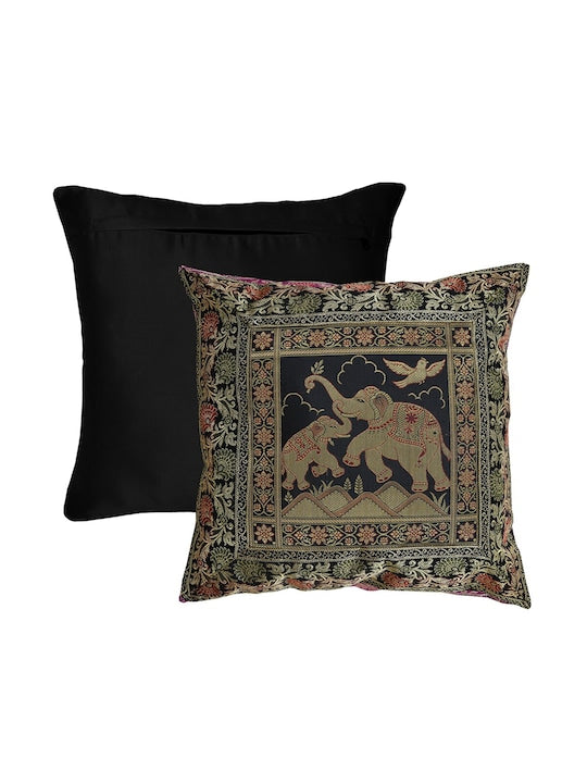 Black-&-Green-Cotton-Silk-Ethnic-Motifs-Square-Cushion-Covers