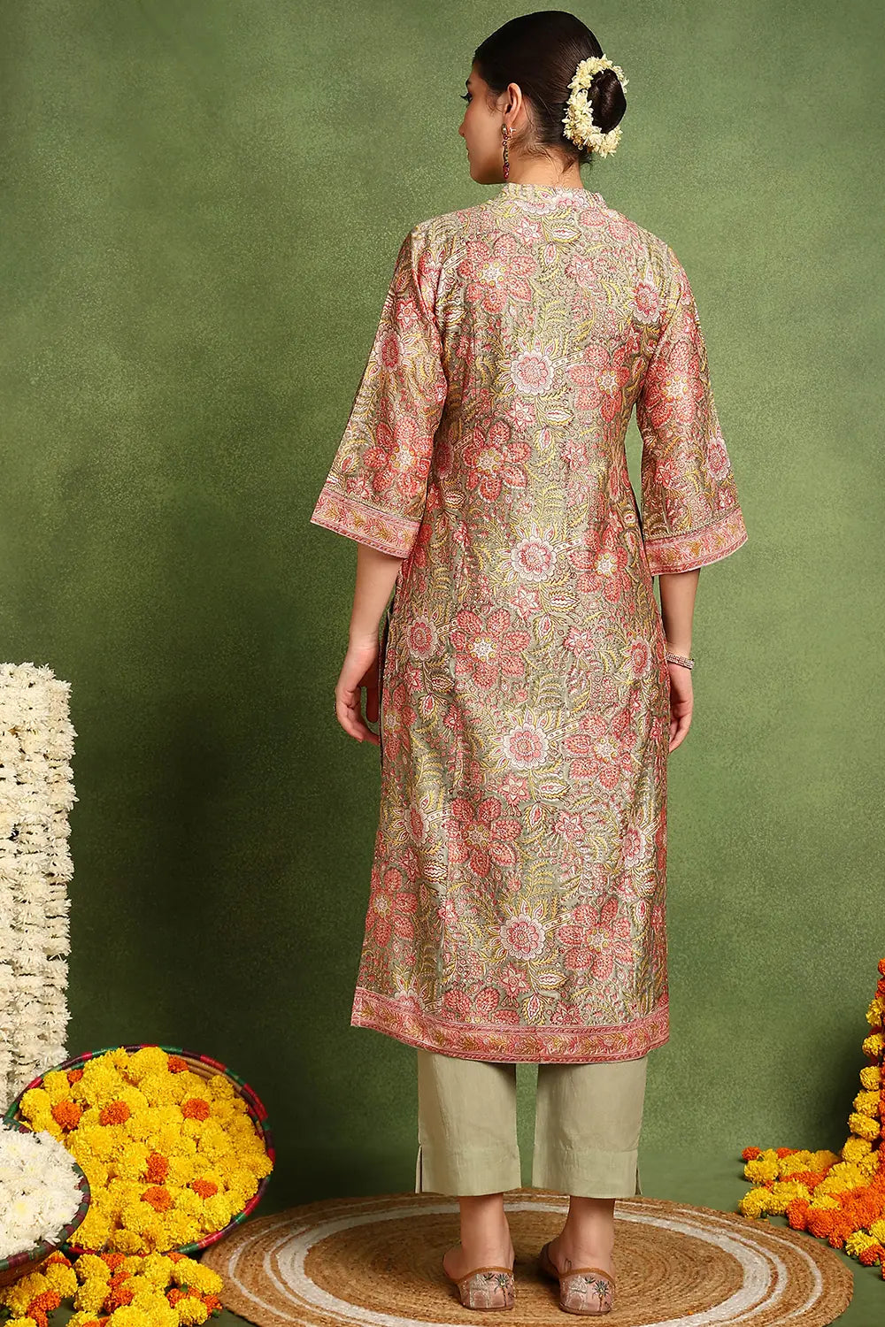 Green-Chanderi-Silk-Hand-Embroidered-Kurta