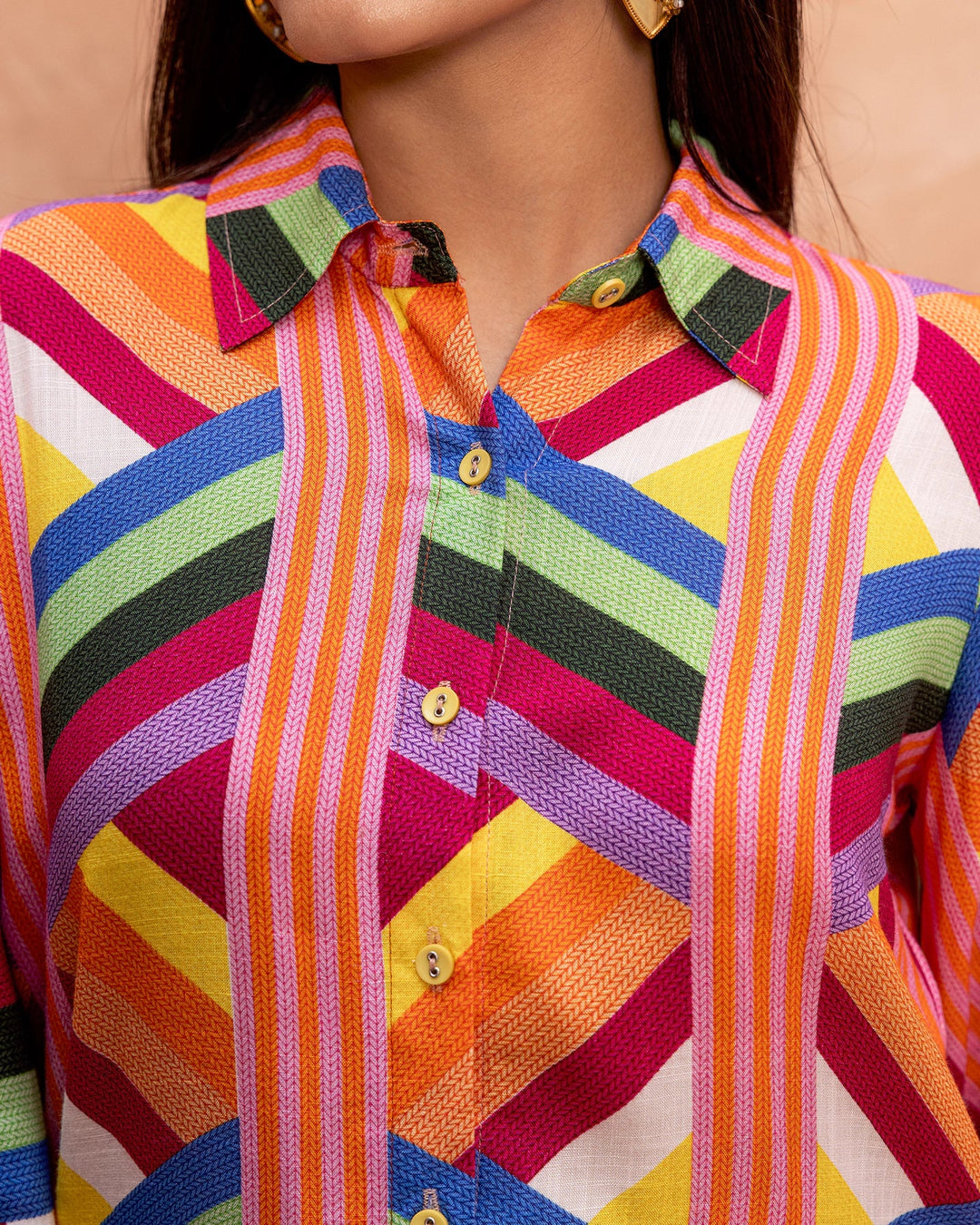 Multicolour-Rayon-Striped-Co-Ord-Set