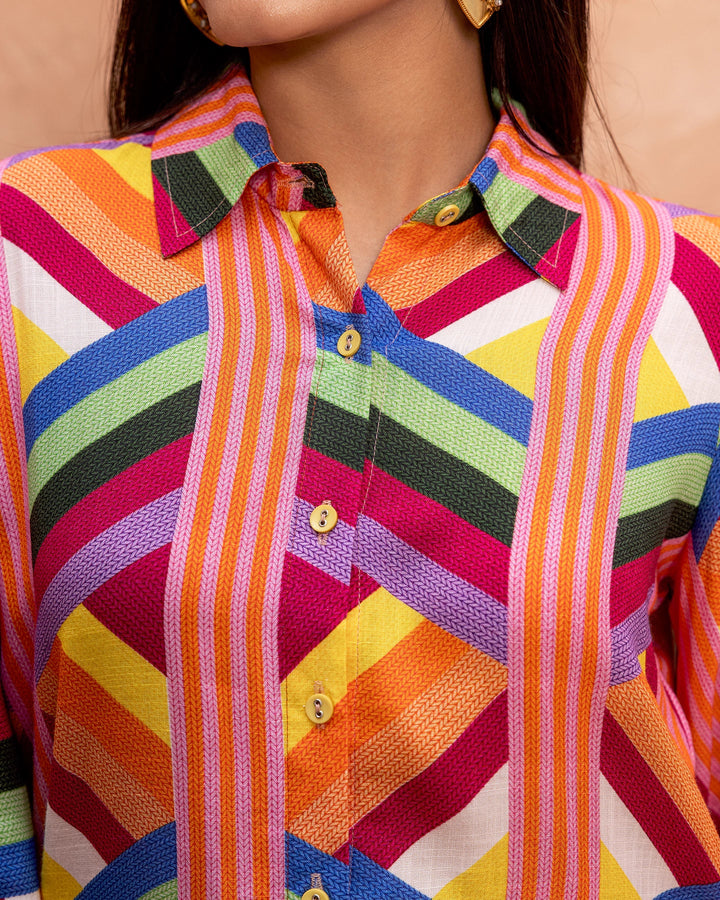 Multicolour-Rayon-Striped-Co-Ord-Set