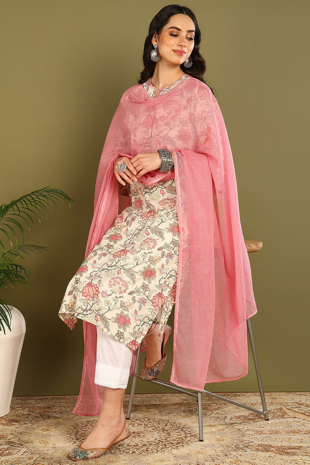 Crimson-Cotton-Sanganeri-Straight-Kurta