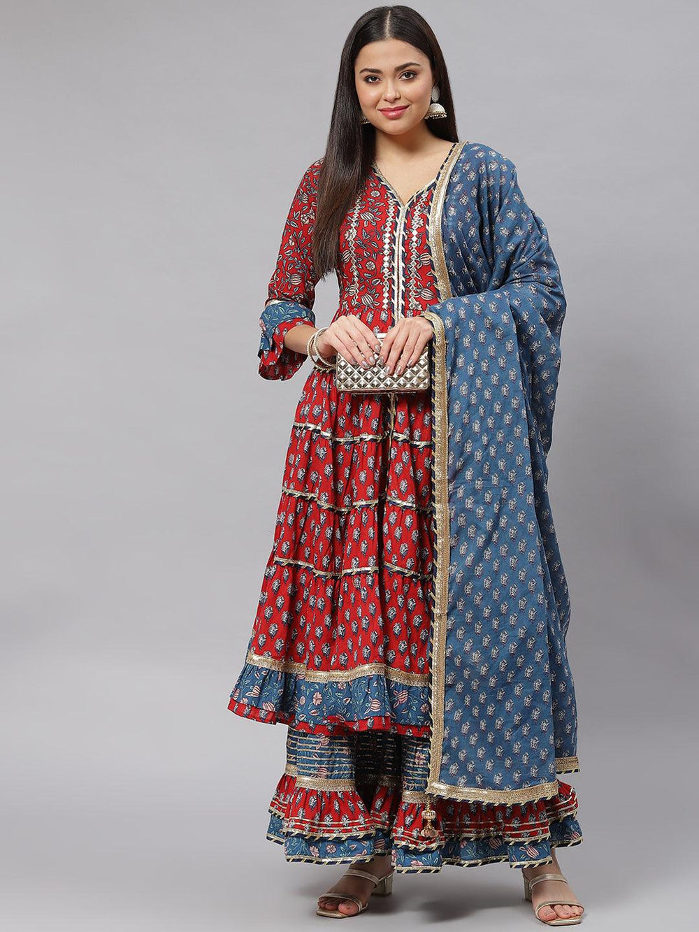 Maroon-Pure-Cotton-3-Piece-Anarkali-Set