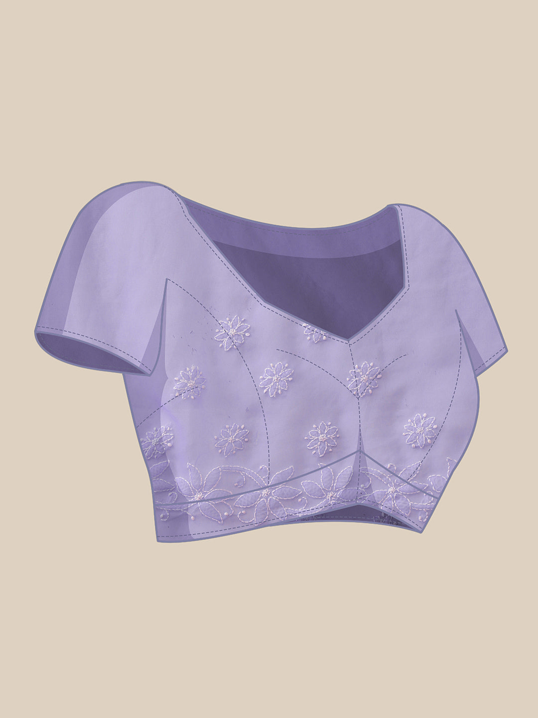 Mauve Poly Georgette Embroidered Chikankari Saree