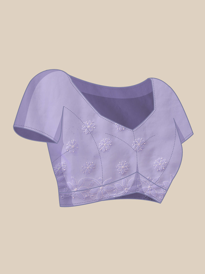 Mauve Poly Georgette Embroidered Chikankari Saree