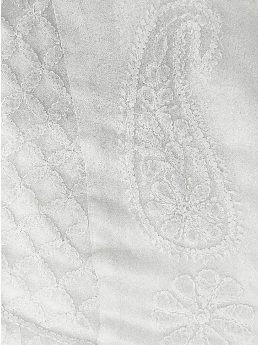 White Georgette Flared Chikankari Embroidered Palazzo