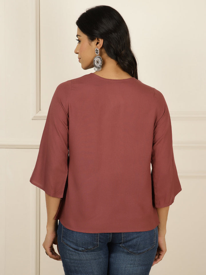 Mauve-Viscose-Rayon-Embroidered-Gathered-Top