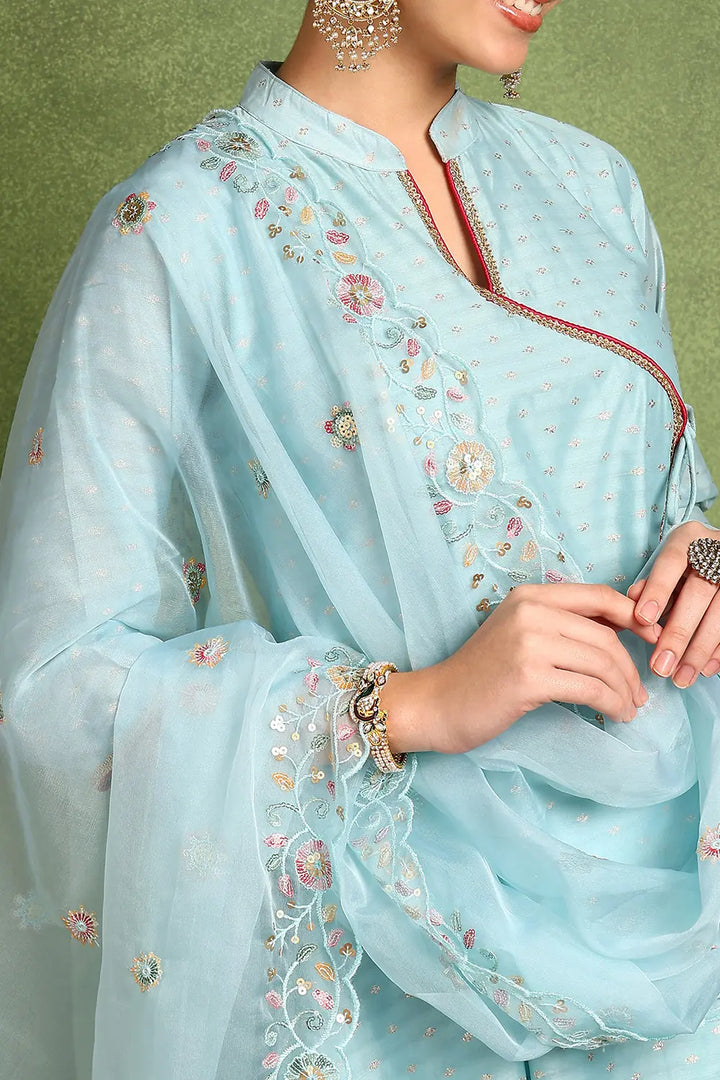 Blue-Chanderi-Silk-Khari-Printed-Angrakha-Kurta