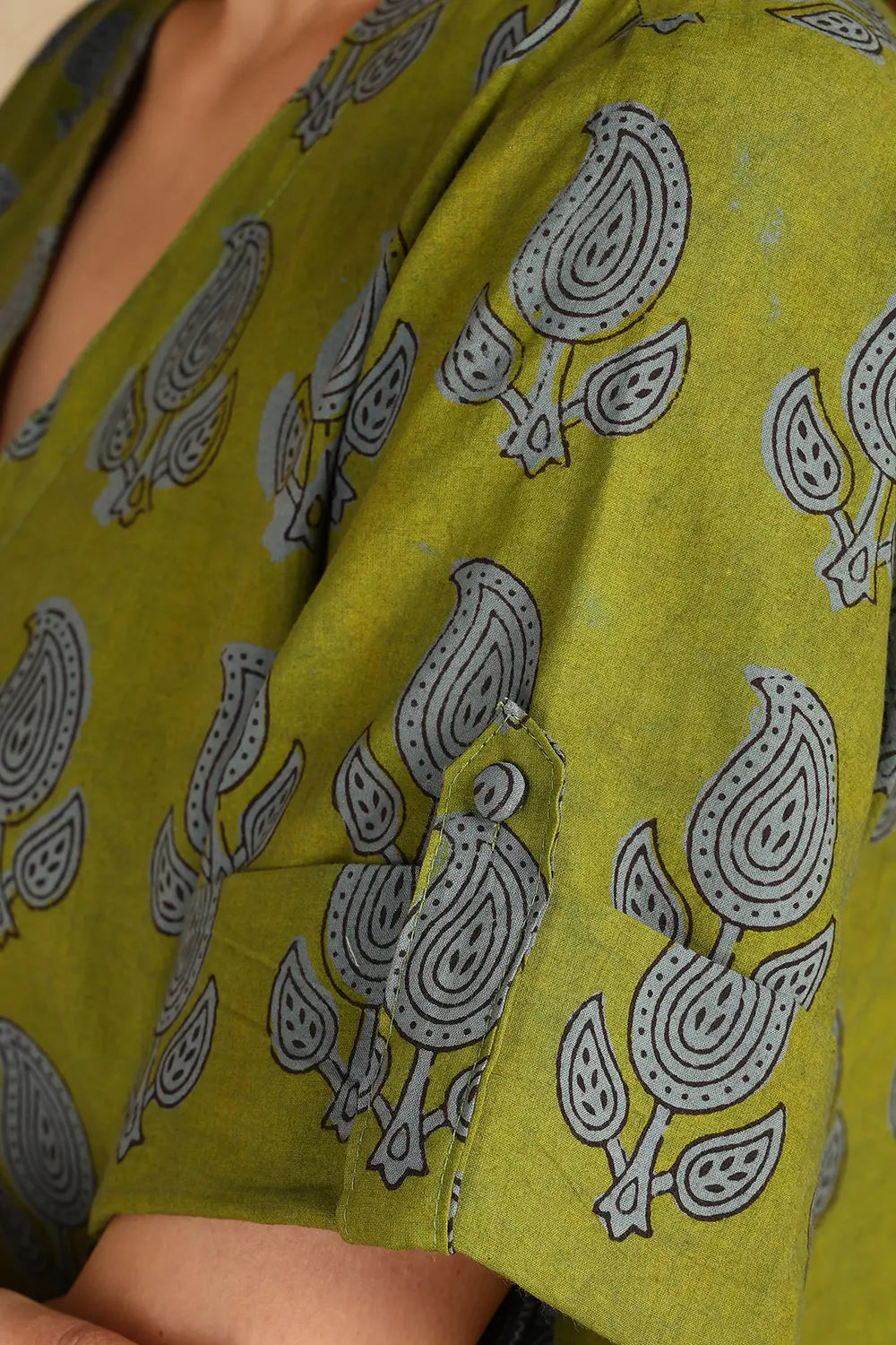 Bottle-Green-Cotton-Hand-Block-Printed-Bagru--Kurta