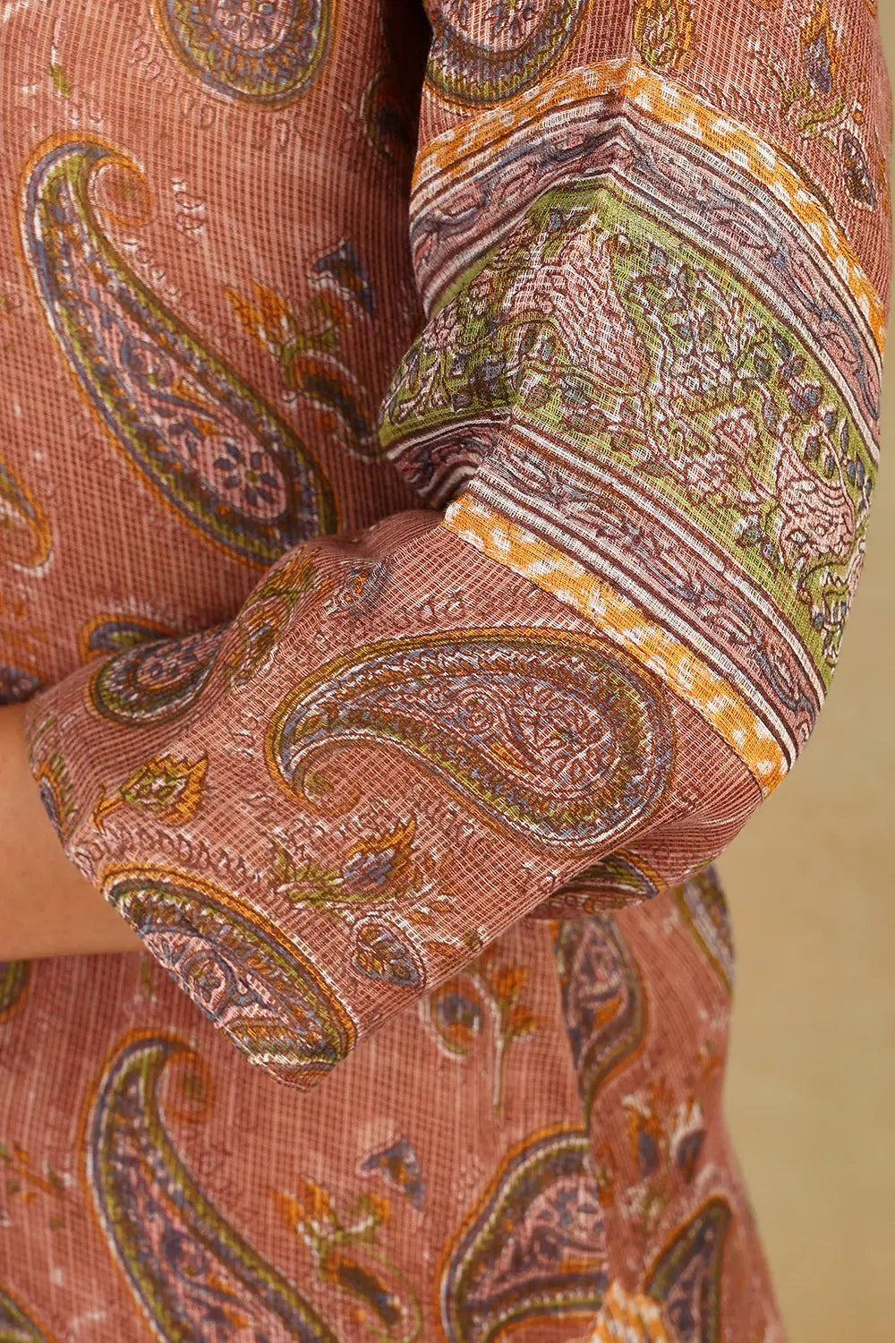 Brown-Kota-Doria-Hand-Block-Printed-Kurta