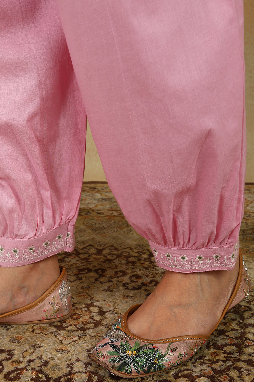 Pink-Cotton-Embroidered-Short-Kurta