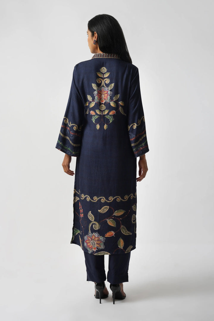 Midnight Blue Pure Pashmina Wool Designer Suit Set